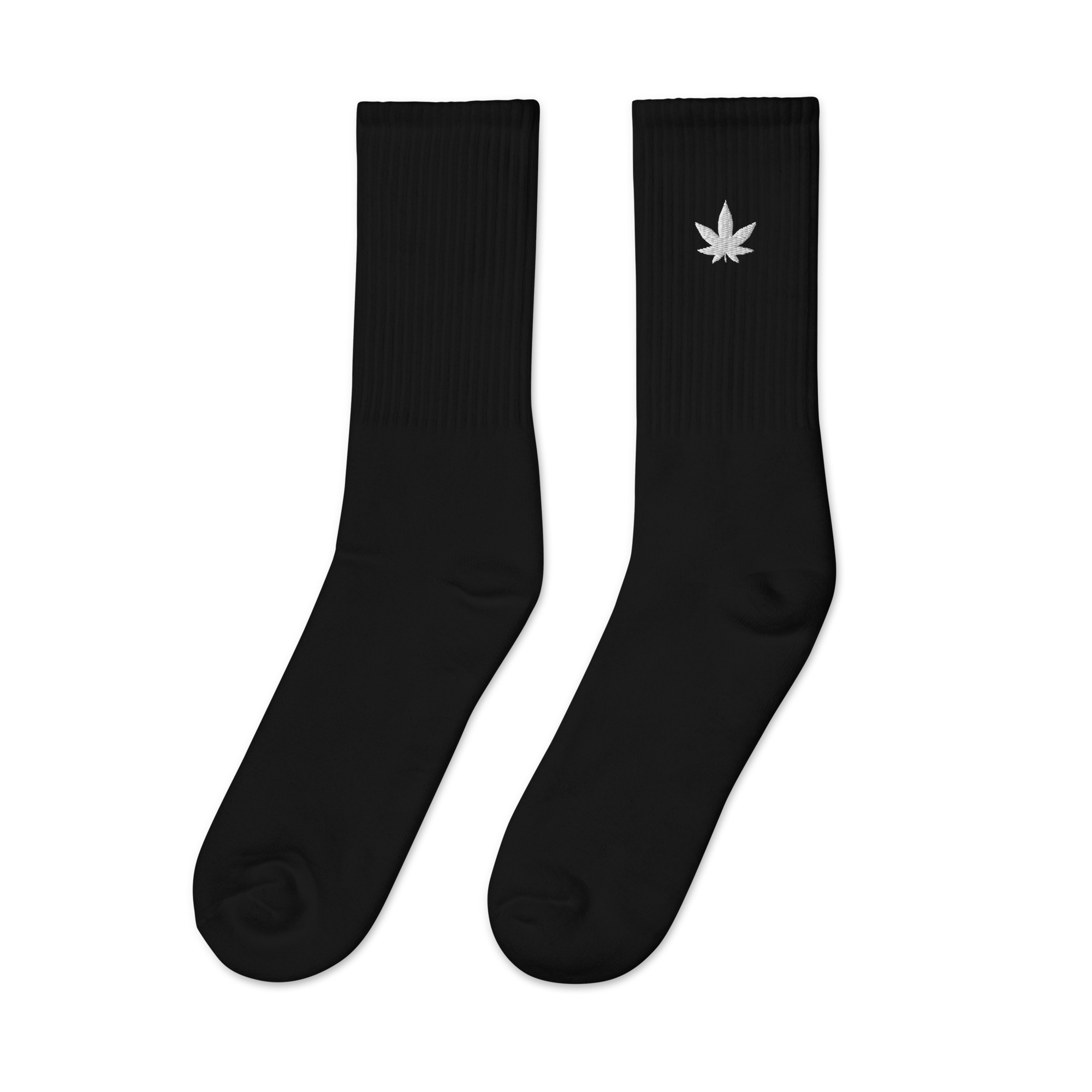 Cannabis Leaf - Embroidered Socks Black