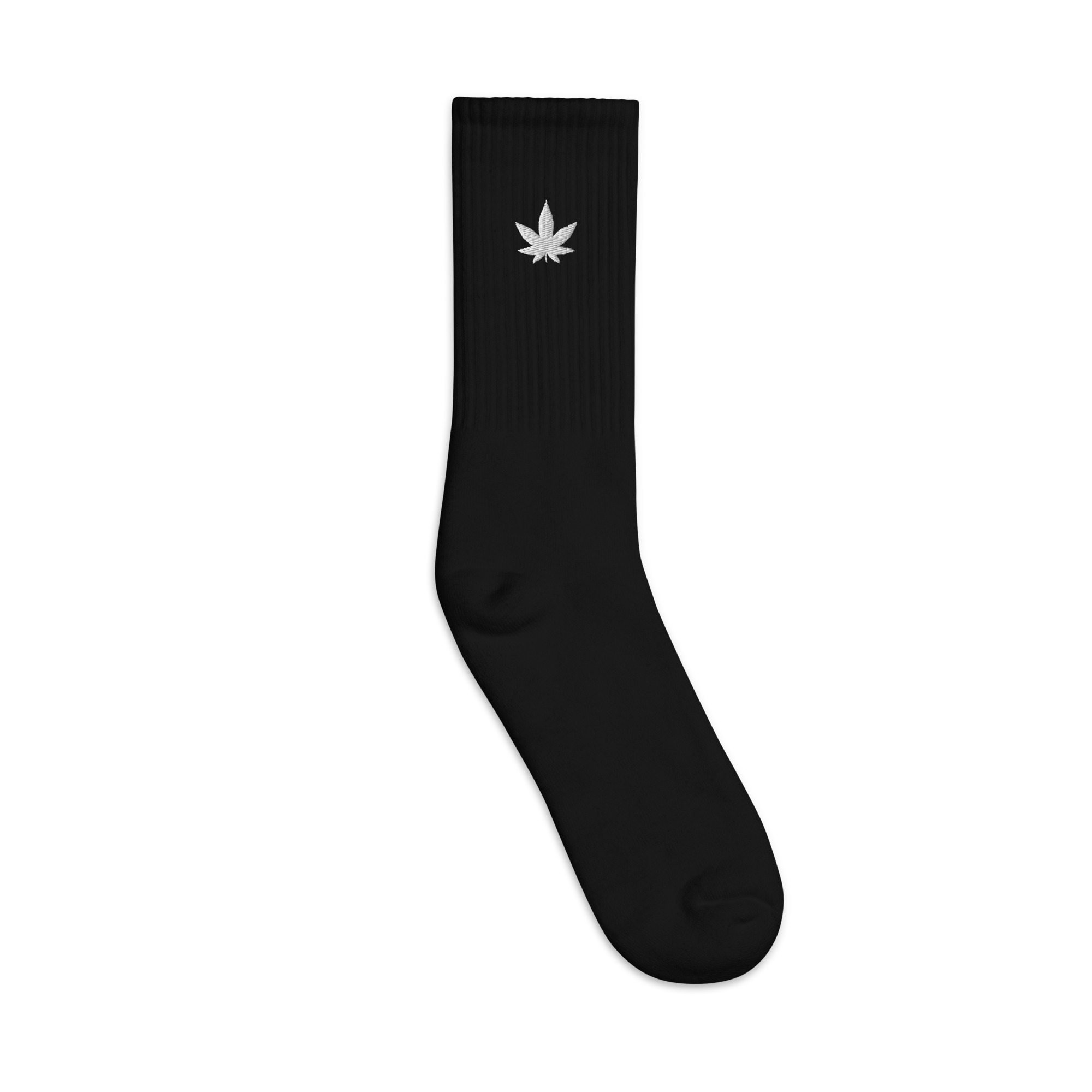 Cannabis Leaf - Embroidered Socks Black - Image 2