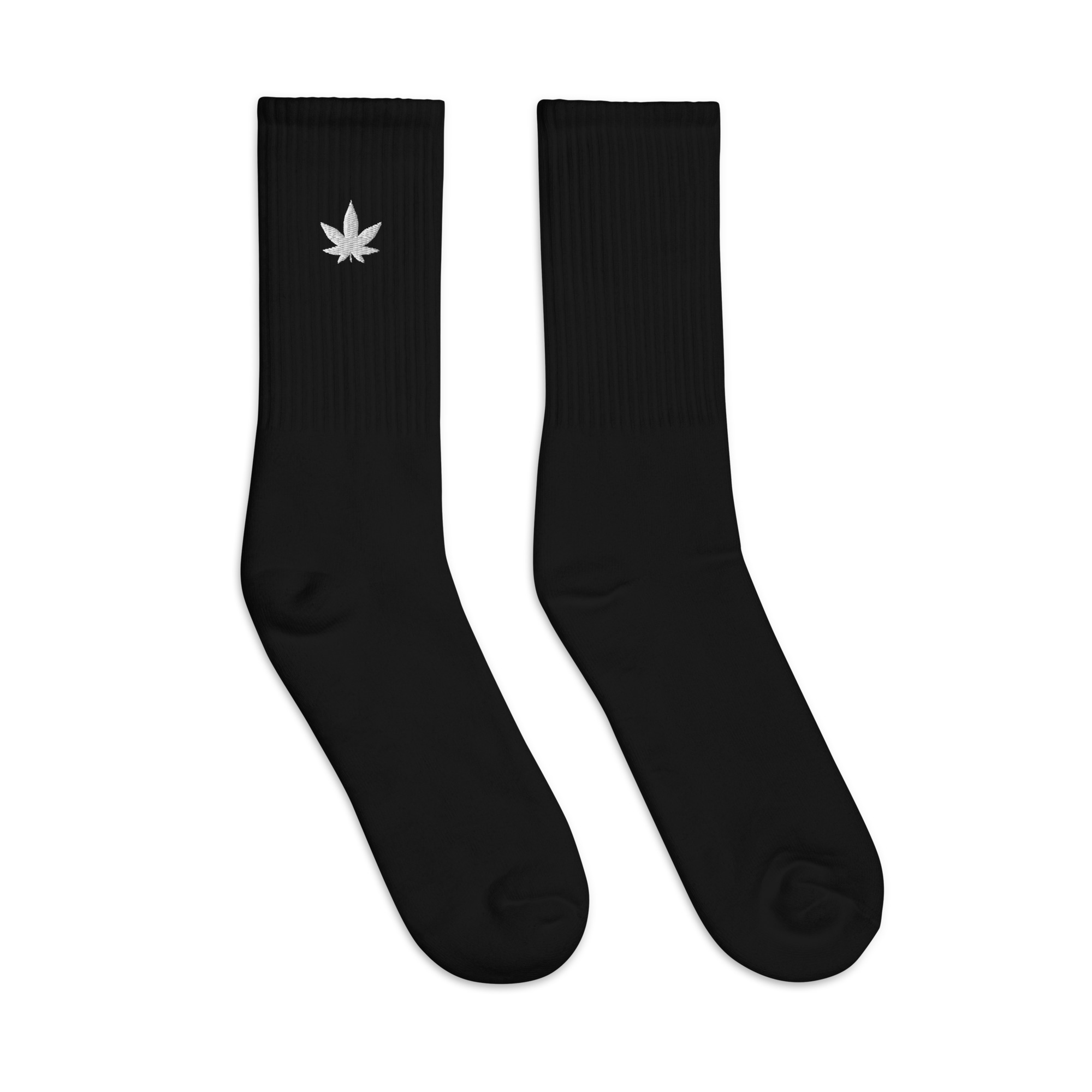 Cannabis Leaf - Embroidered Socks Black - Image 3