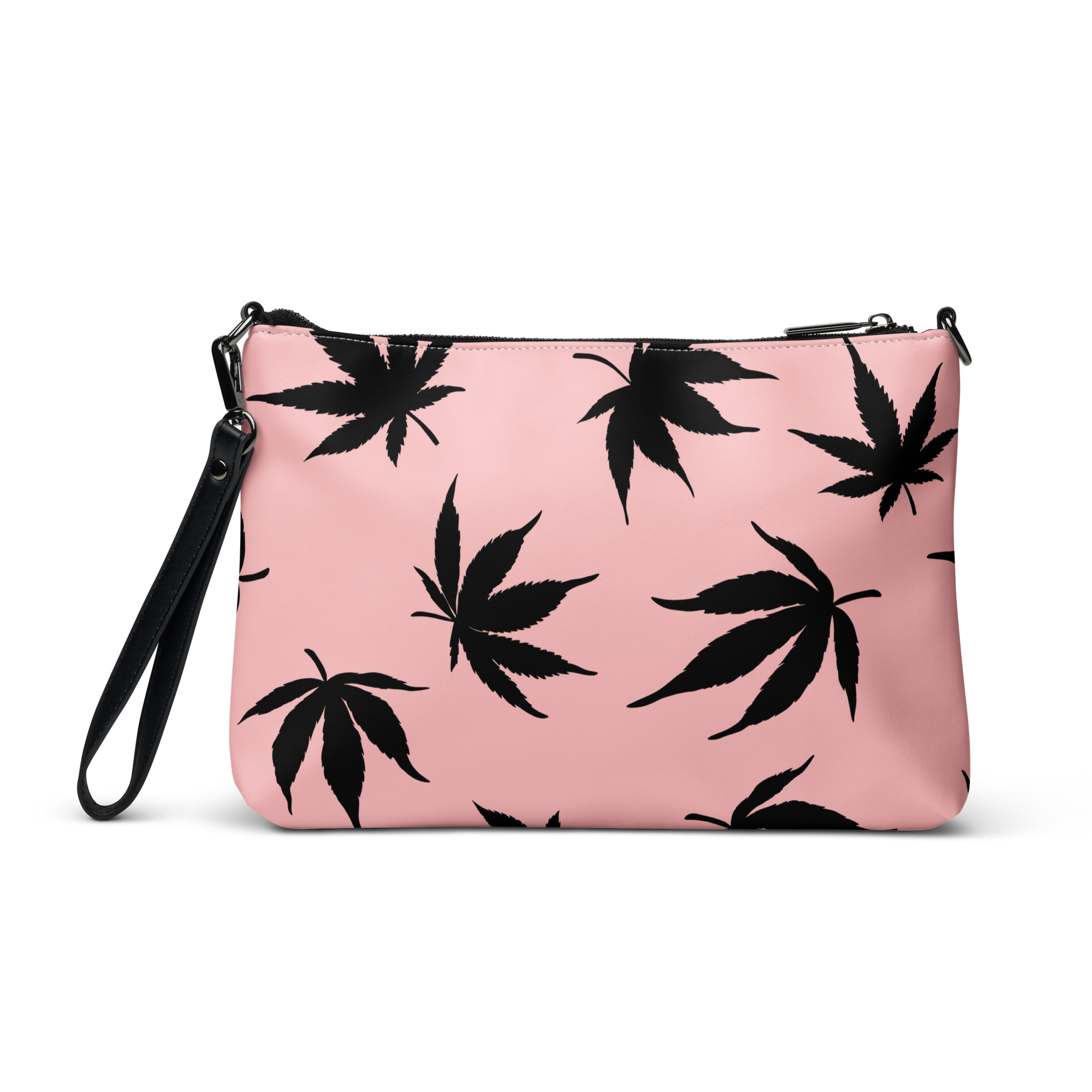 Pink and Black Pot Leaf - Crossbody Bag - Image 3