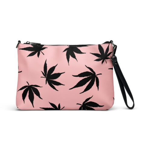 Pink and Black Pot Leaf - Crossbody Bag