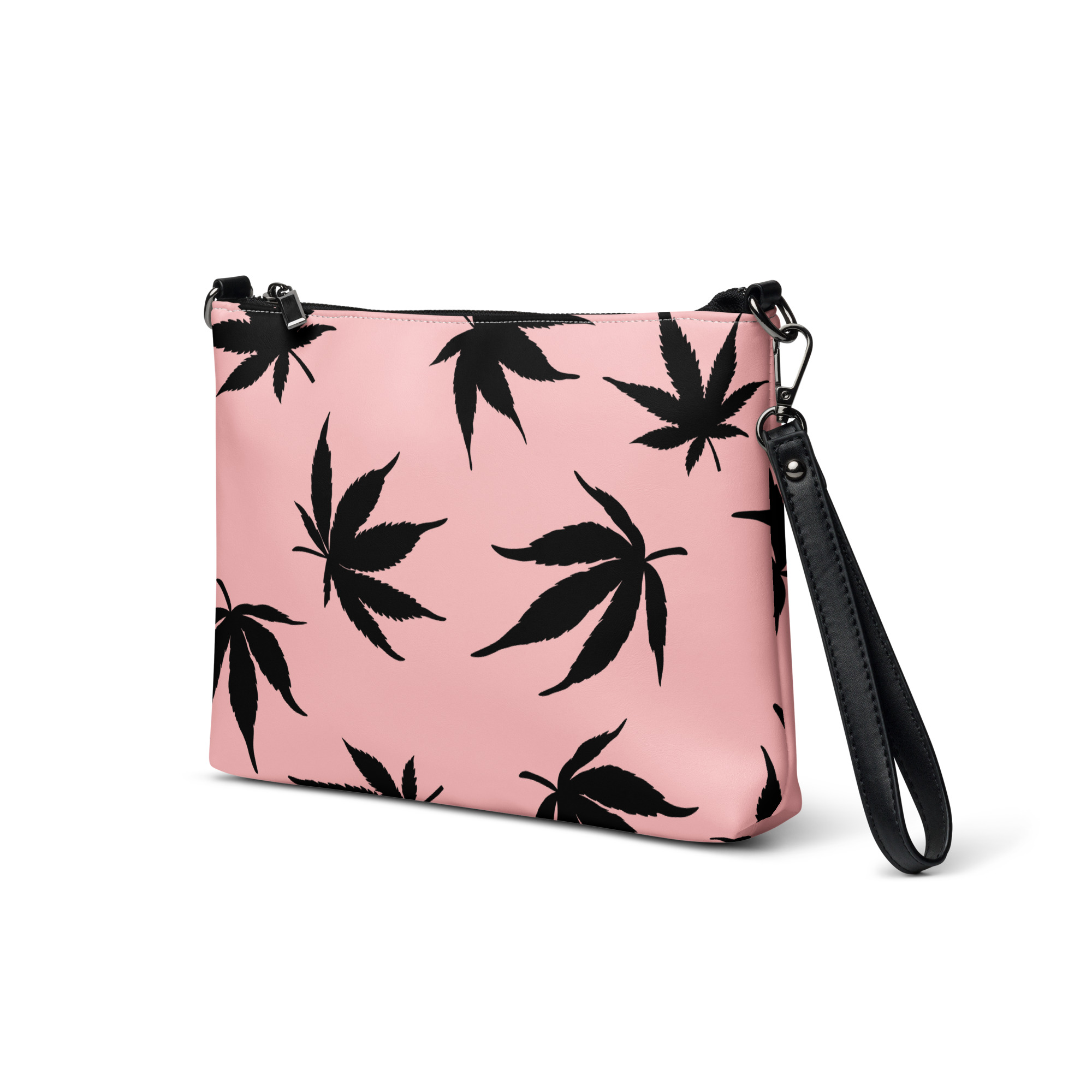 Pink and Black Pot Leaf - Crossbody Bag - Image 2