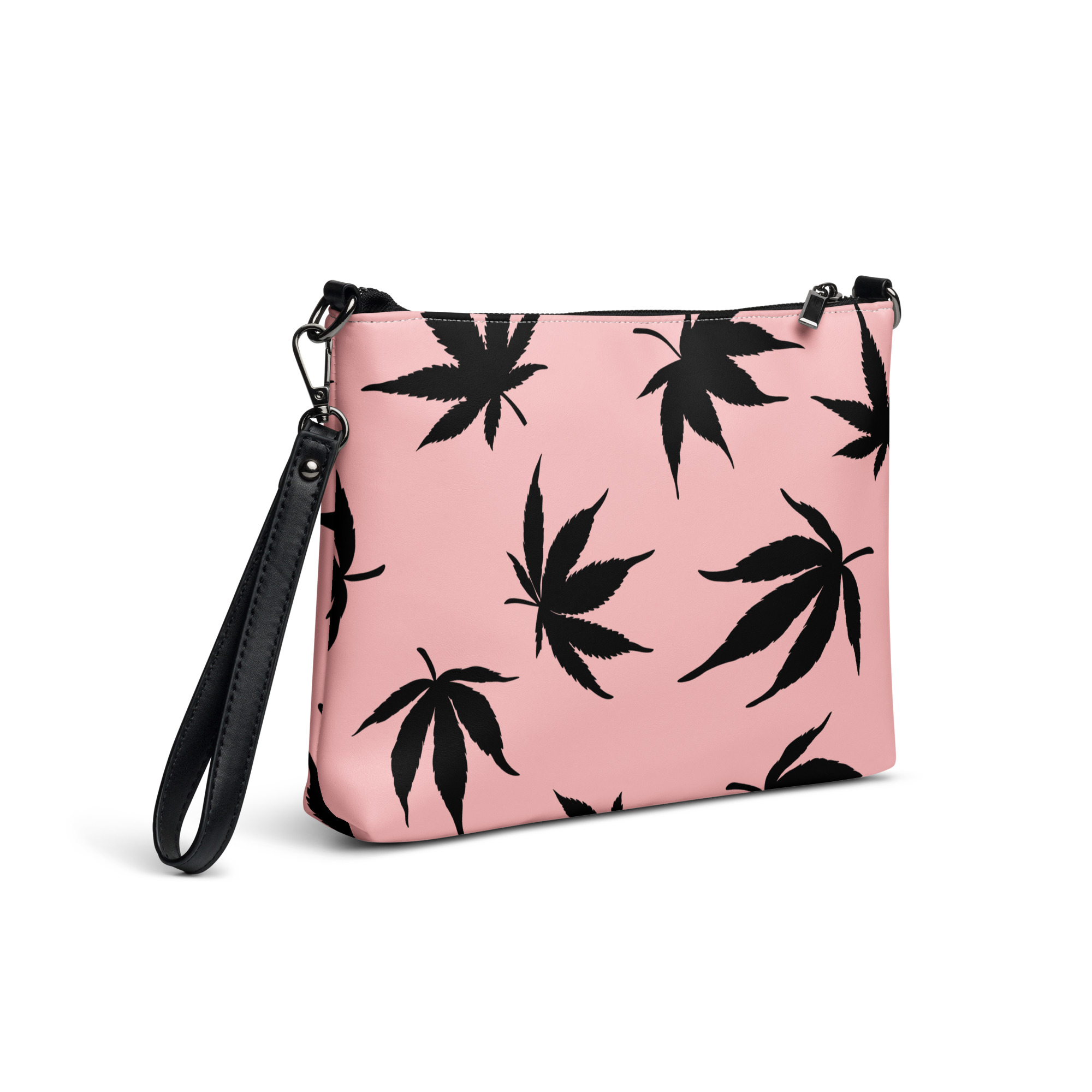 Pink and Black Pot Leaf - Crossbody Bag - Image 4