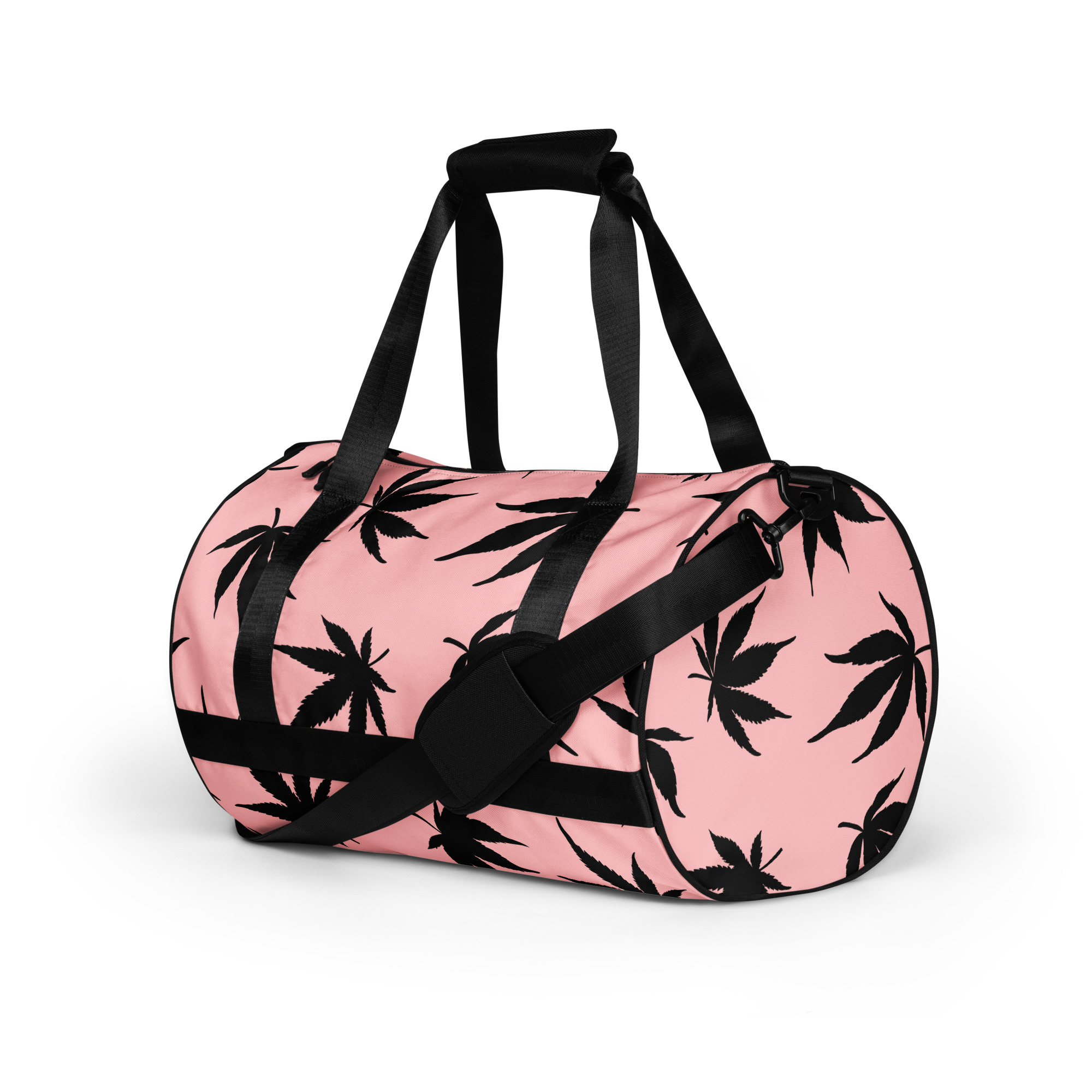 Pink and Black Pot Leaf Gym Bag - Image 6