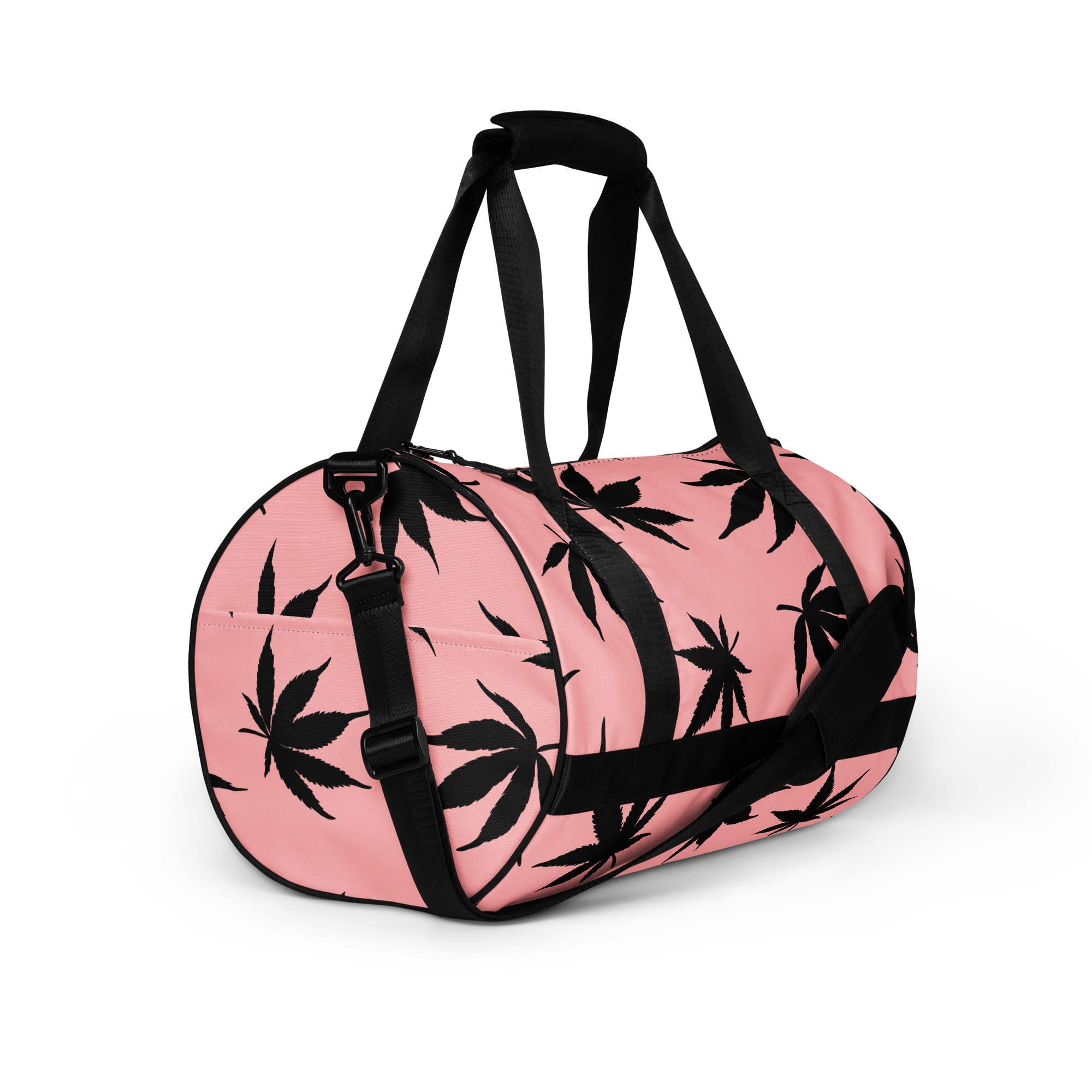 Pink and Black Pot Leaf Gym Bag - Image 5
