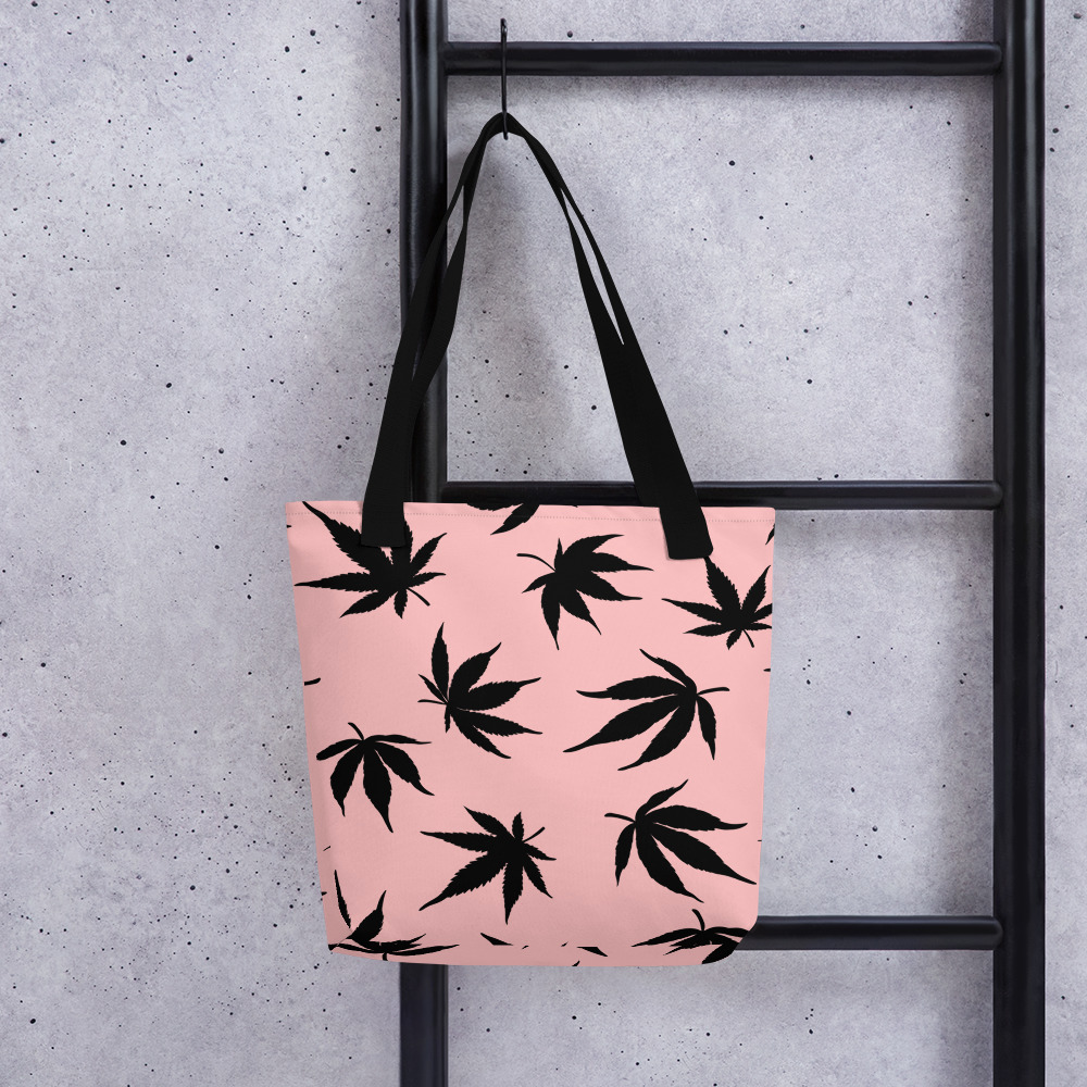 Pink and Black Pot Leaf – Tote bag Lifestyle