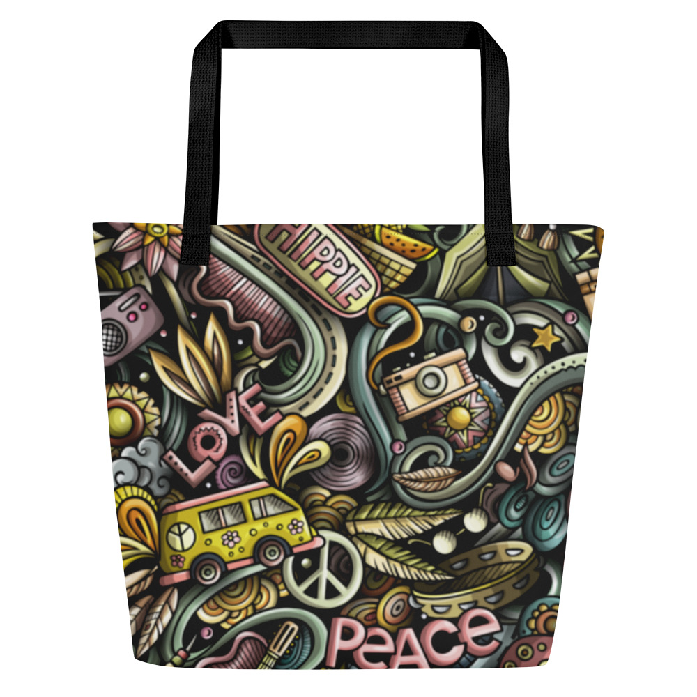 Peace and Love Large Tote Bag