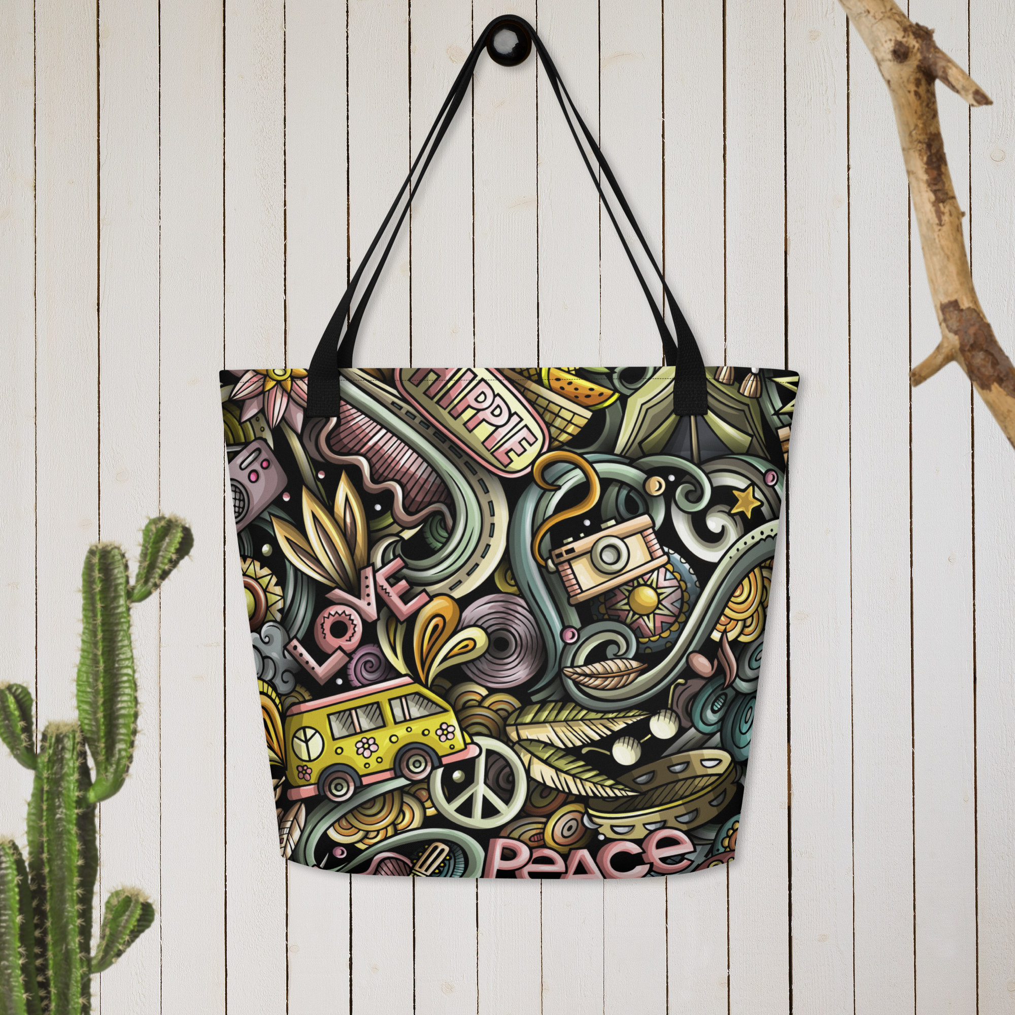 Peace and Love Large Tote Bag