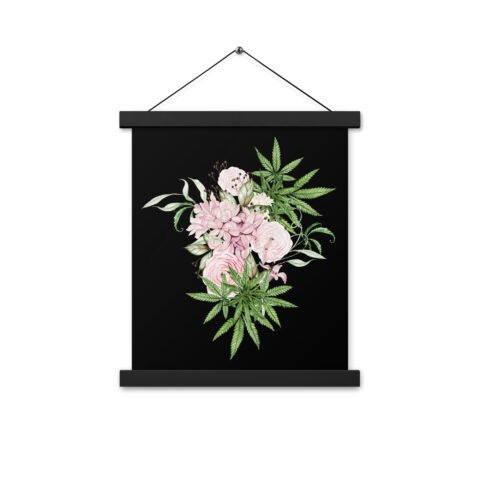 Cannabis Flower Poster with Hangers - Black