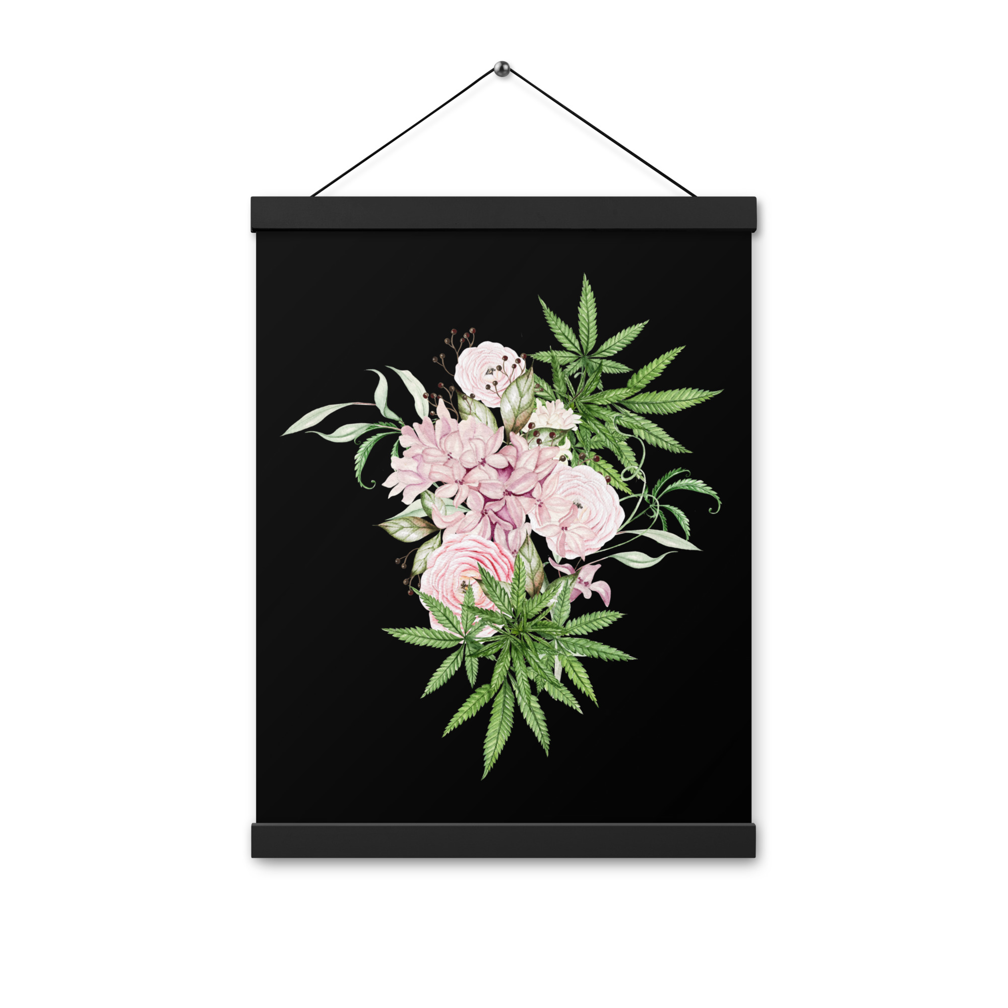 Cannabis Flower Poster with Hangers - Black - Image 3