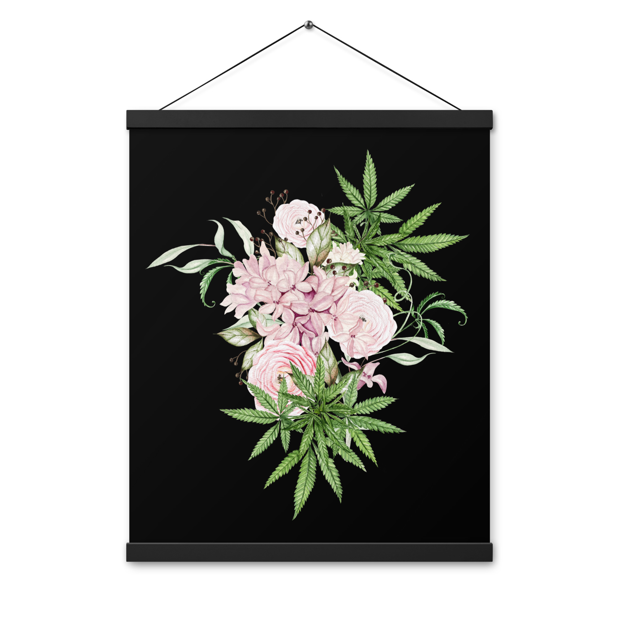 Cannabis Flower Poster with Hangers - Black - Image 4