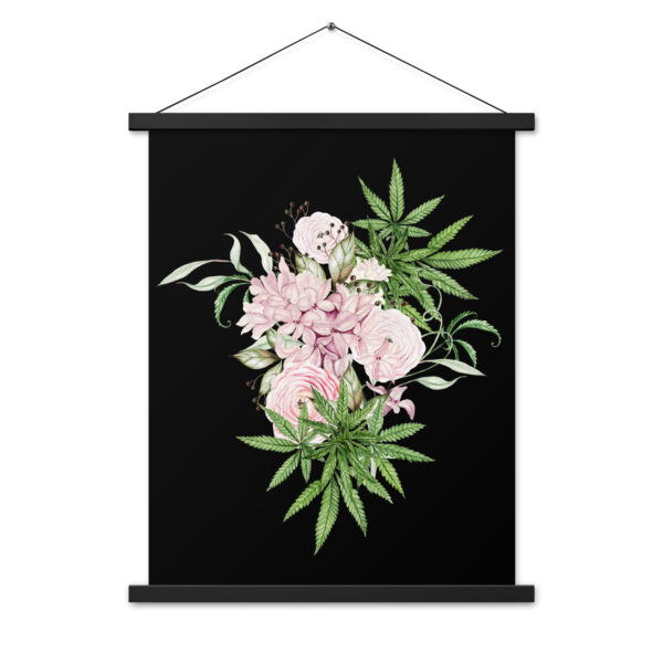 Cannabis Flower Poster with Hangers - Black - Image 5