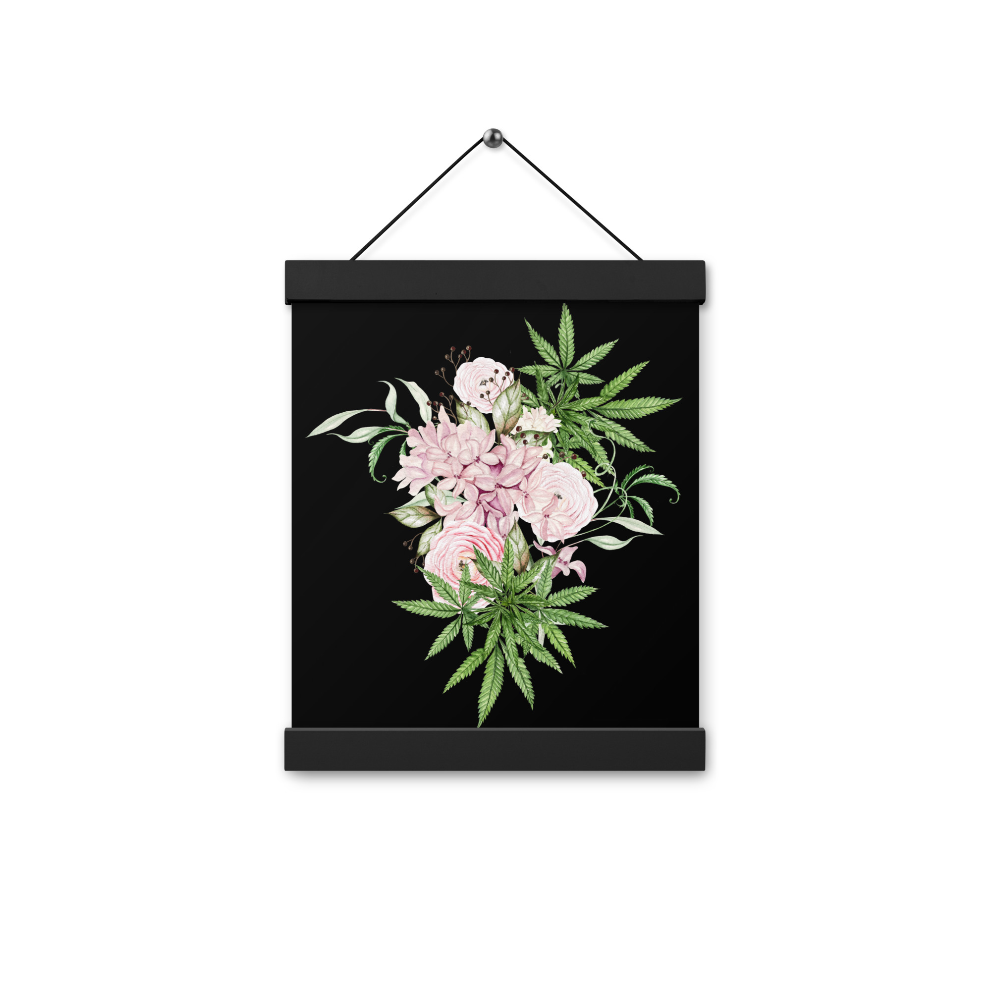 Cannabis Flower Poster with Hangers - Black - Image 2