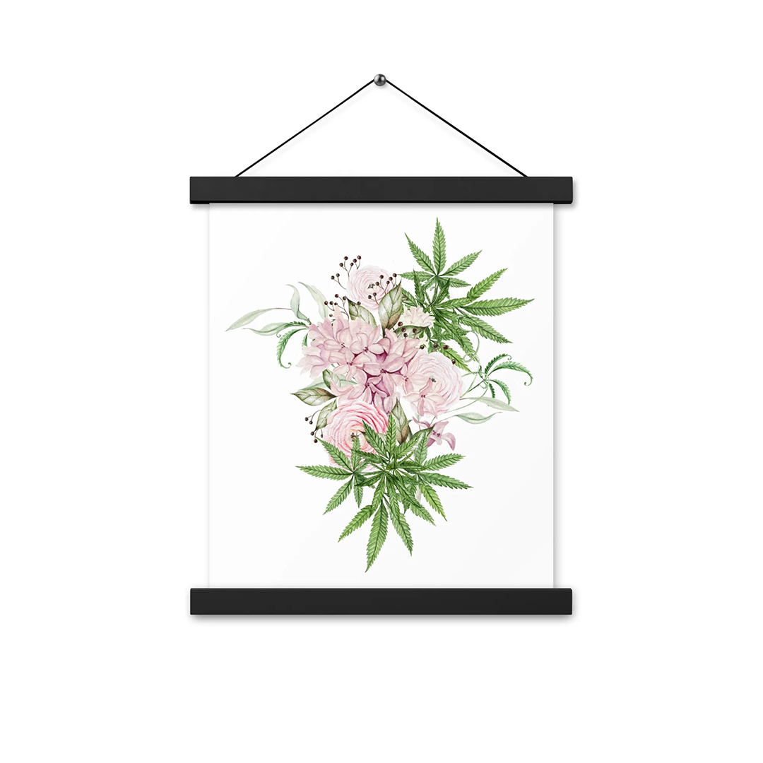 Cannabis Poster with Hangers – White