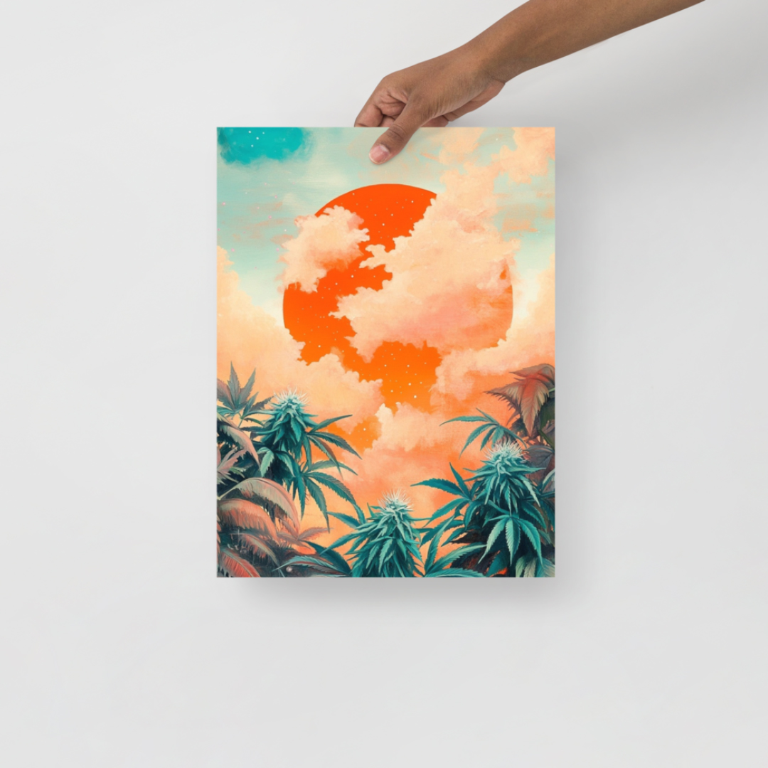 Tranquil Sunset Cannabis Poster