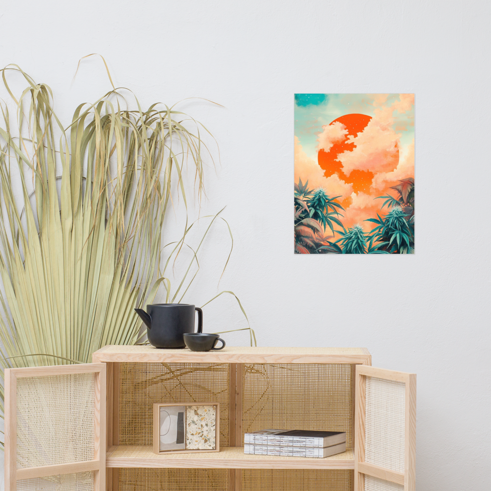 Tranquil Sunset Cannabis Poster