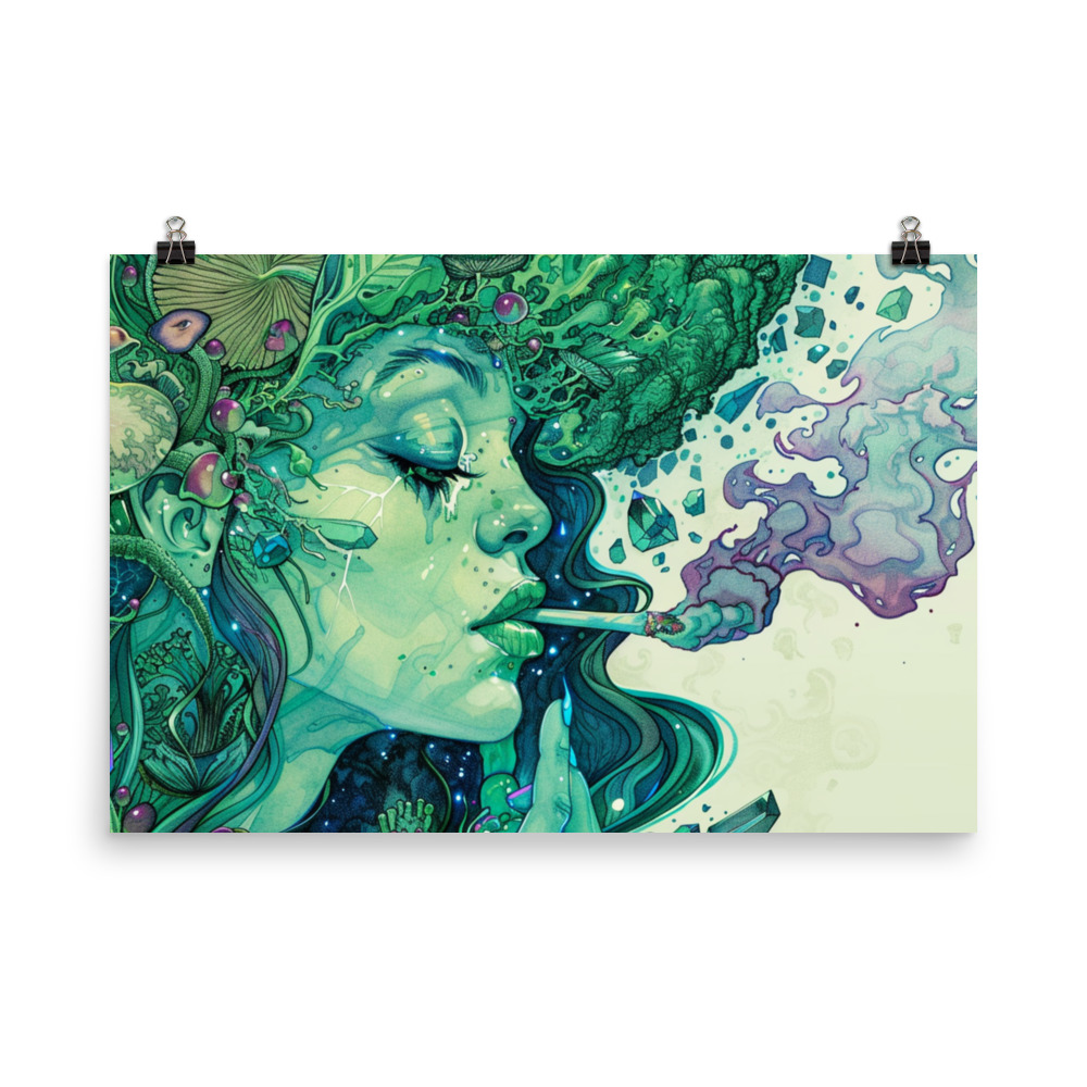 Dank Mushroom Green Fairy Girl Poster - Image 4