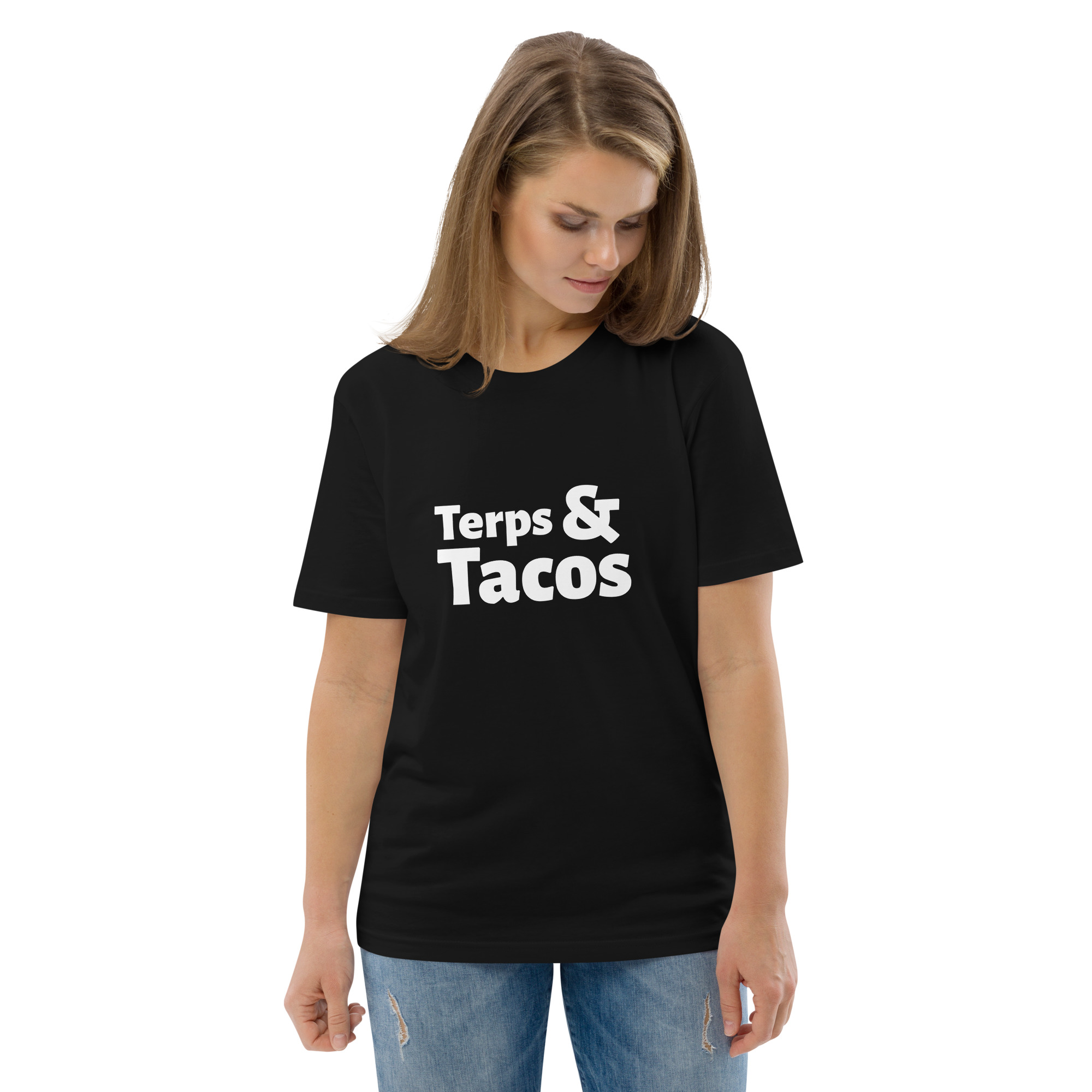Terps & Tacos – Unisex Organic Cotton T-shirt (Black) - Image 2